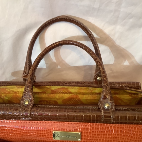 EUC Samantha Brown orange travel satchel carryon crossbody bag - Picture 3 of 14